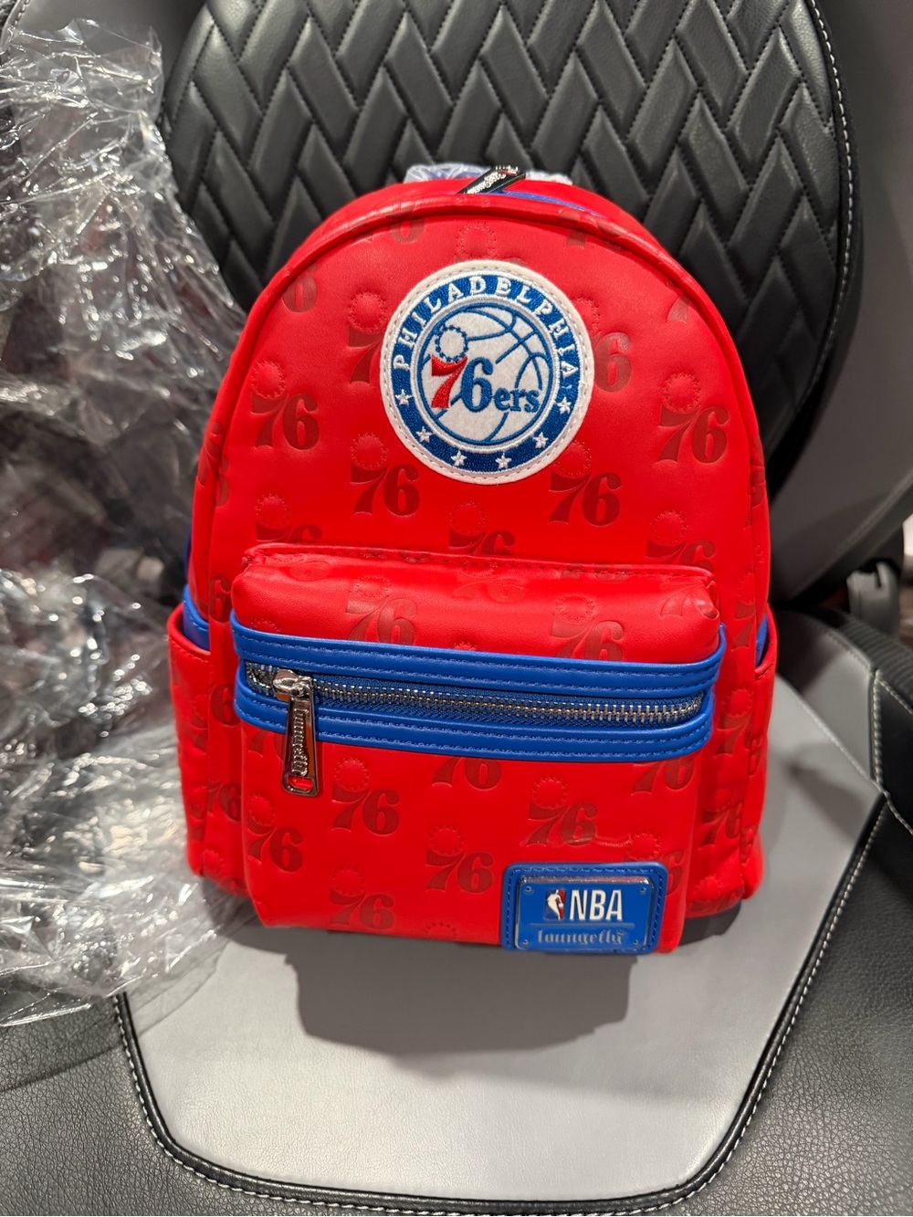 NBA Red Mini Backpack with Blue Accents - Philadelphia 76ers Patch
